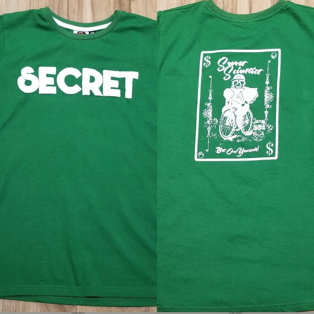 Secret Scientist Green Graphic Tee Men XS Bet On Yourself Streetwear T Shirt